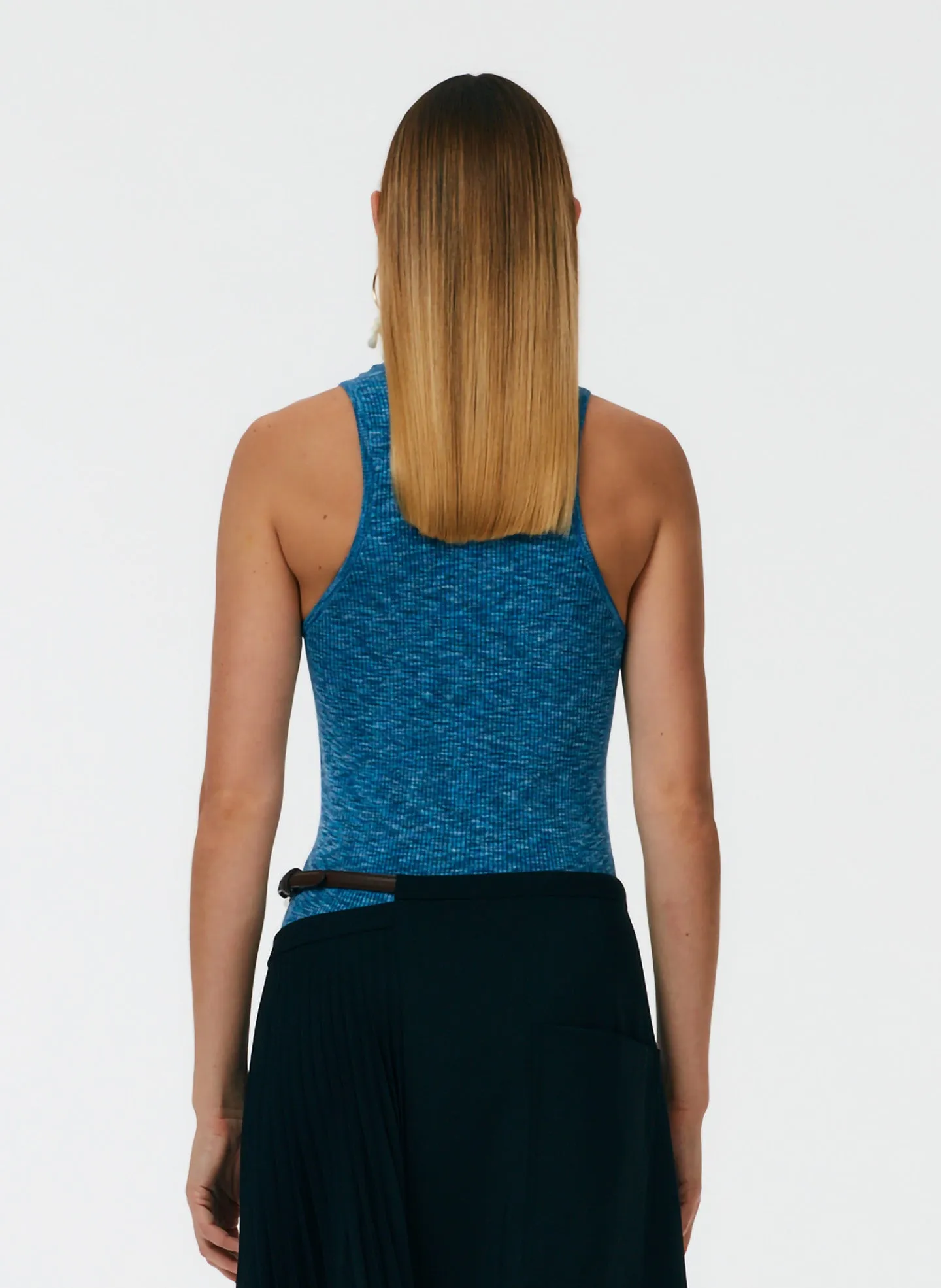 Printed Combed Cotton Ribbed Sweater Tank