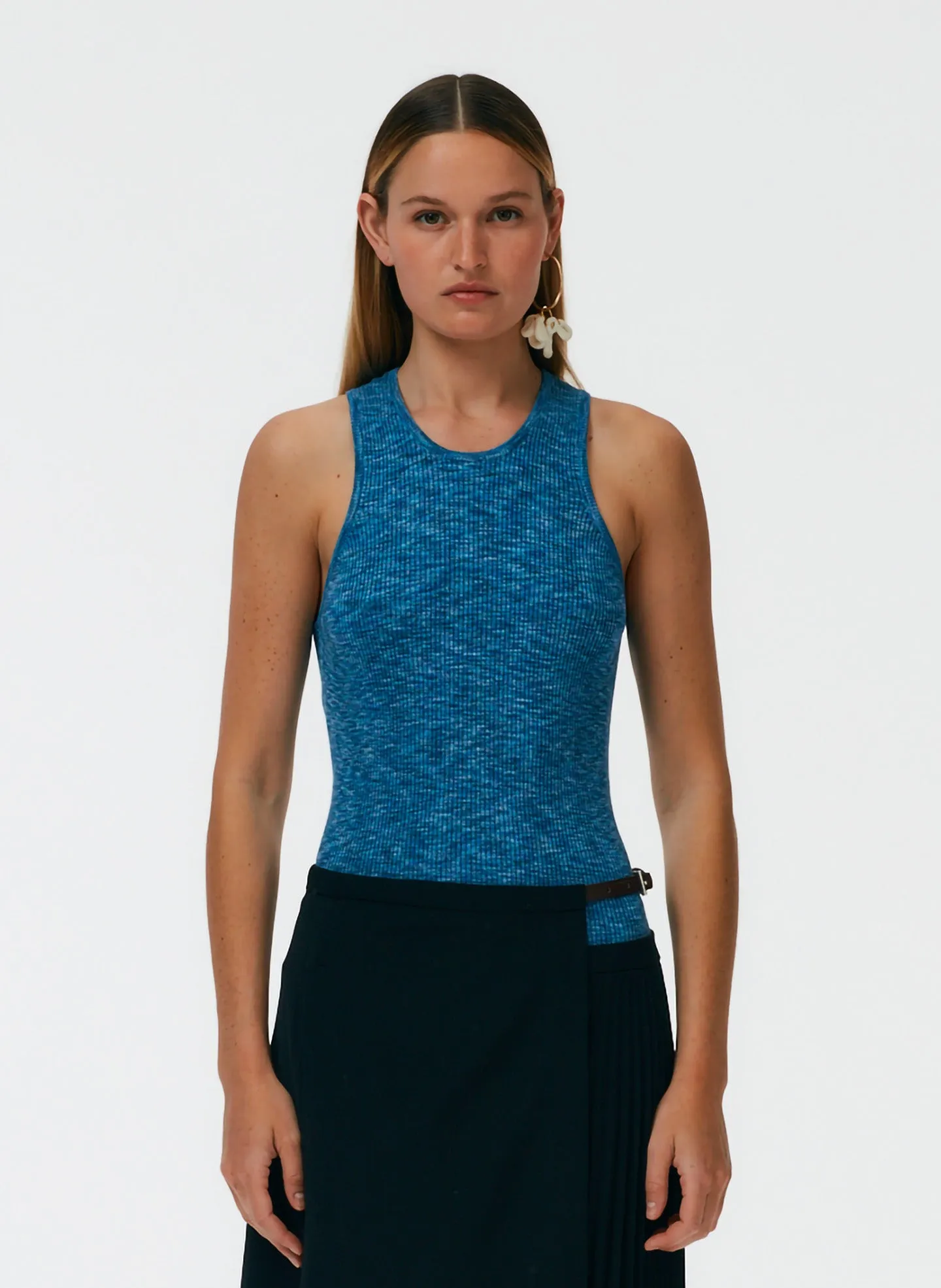 Printed Combed Cotton Ribbed Sweater Tank