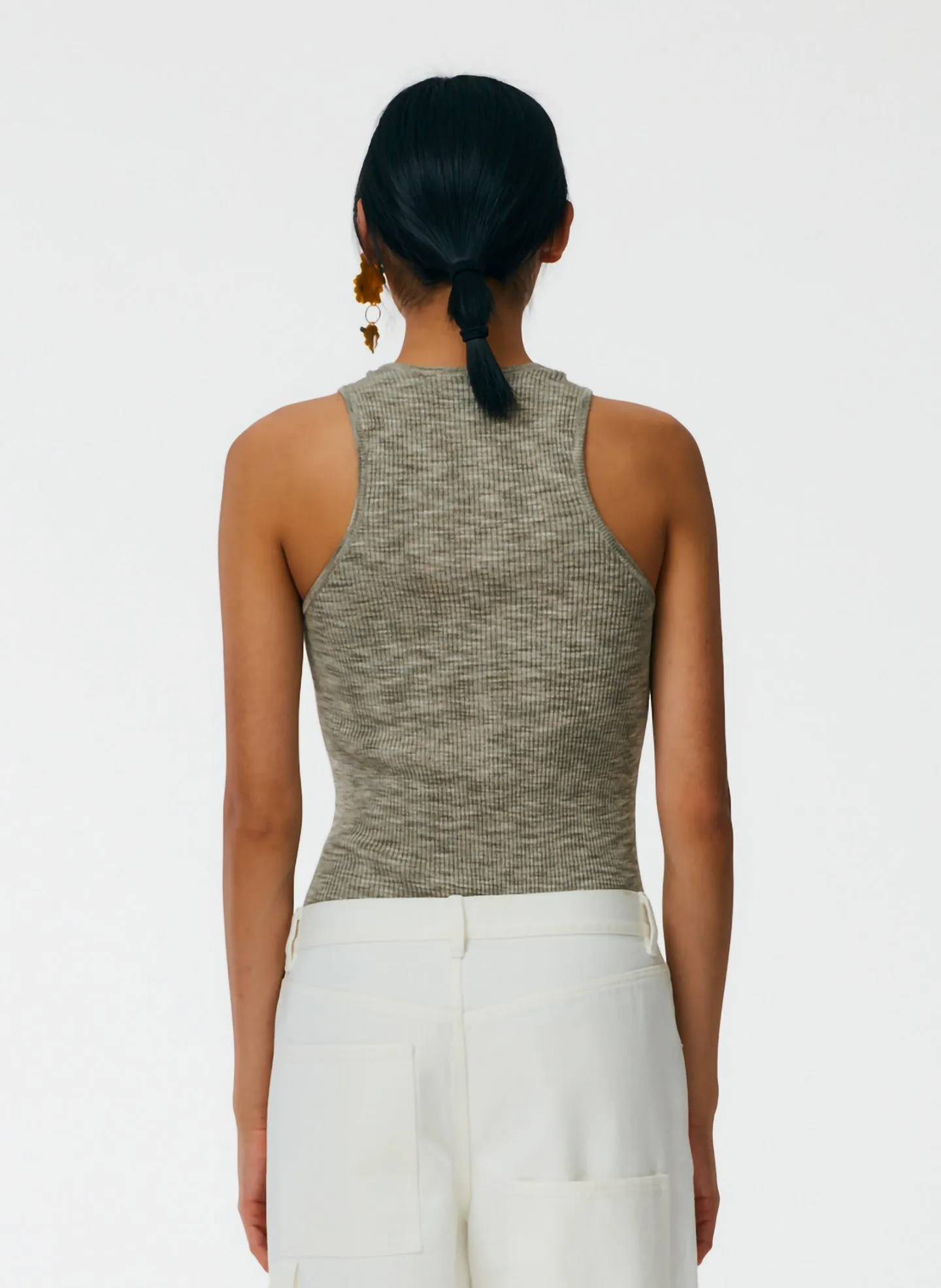 Printed Combed Cotton Ribbed Sweater Tank