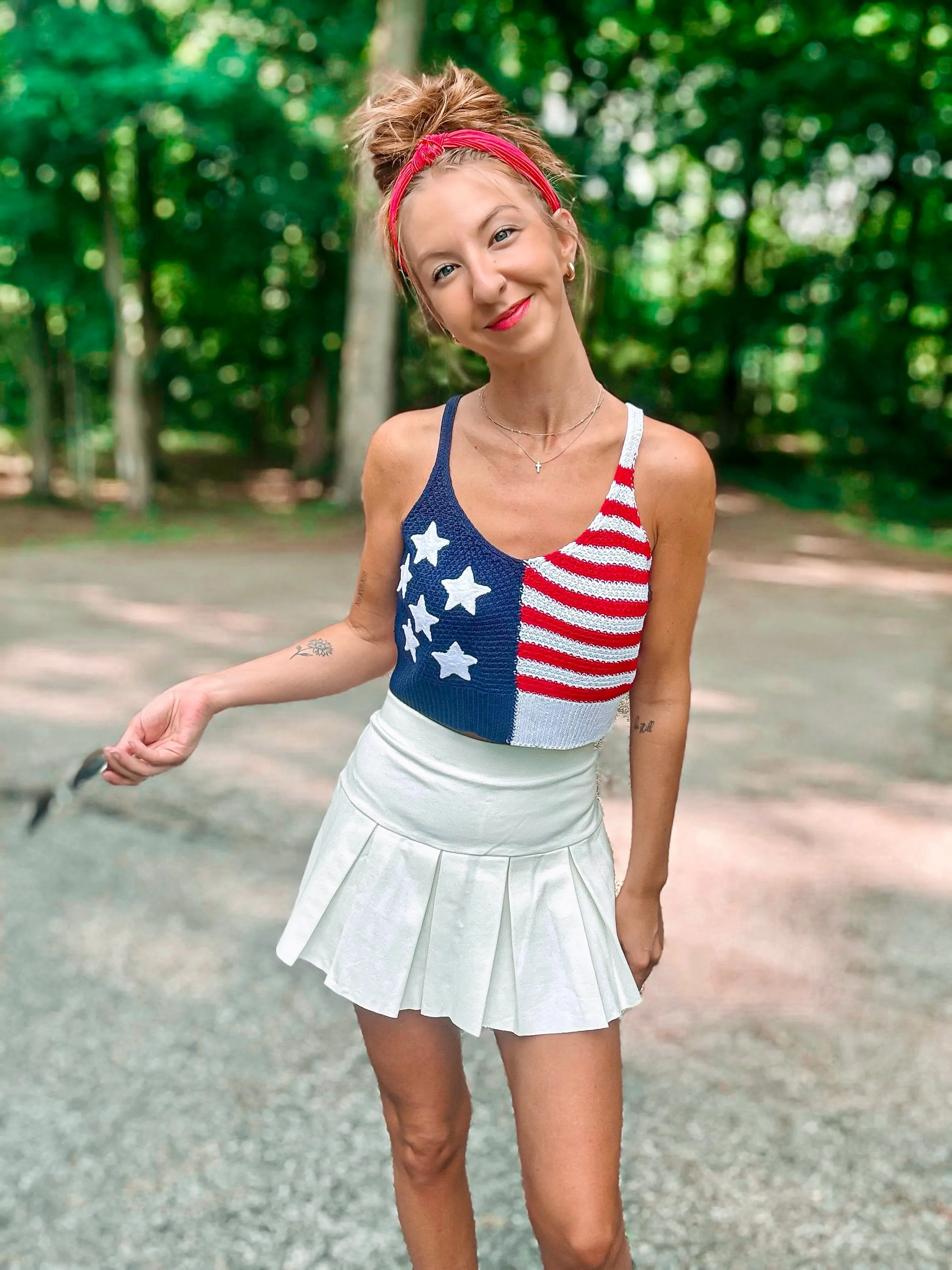 Proud To Be An American Knitted Crop Top