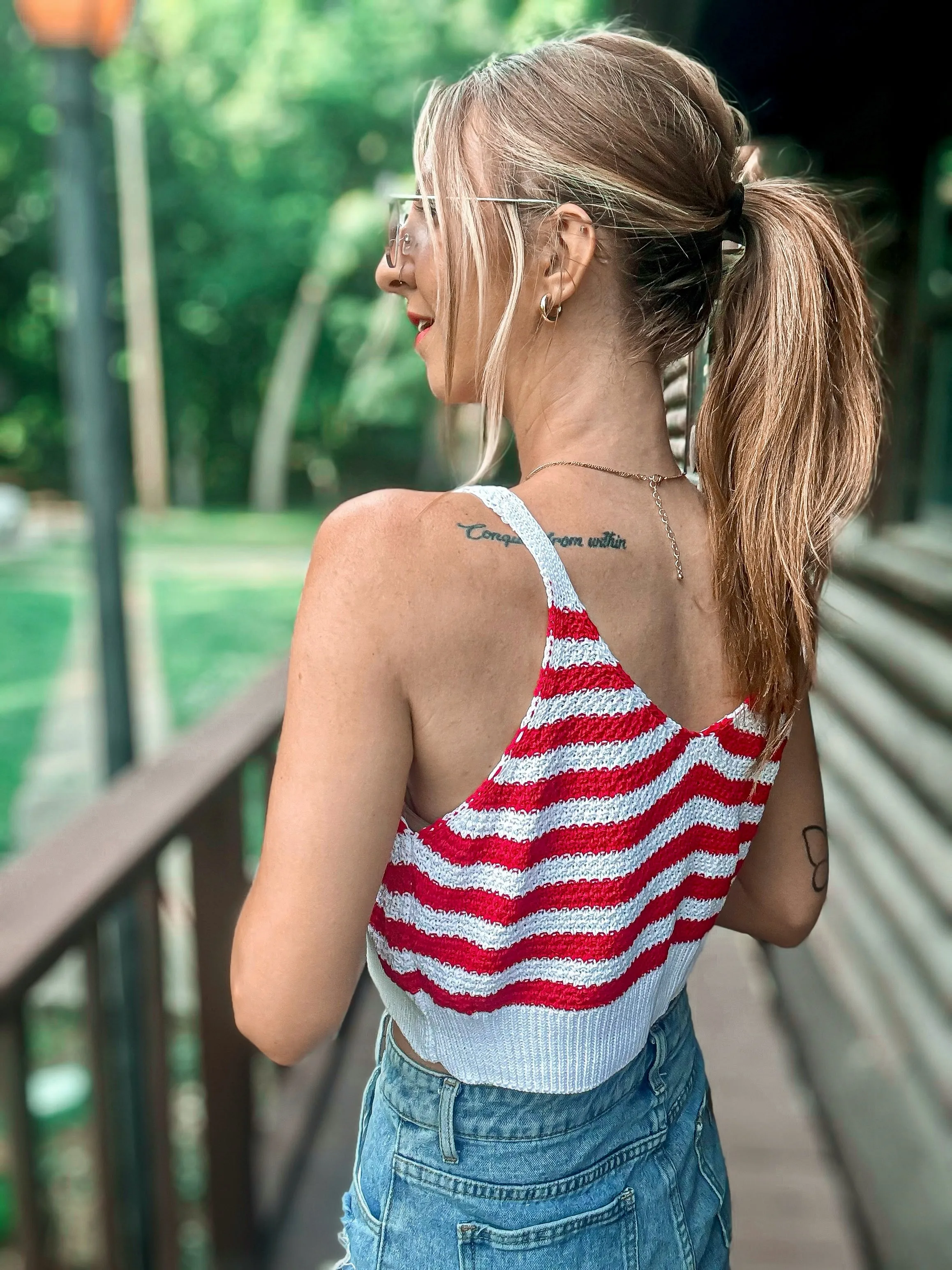 Proud To Be An American Knitted Crop Top