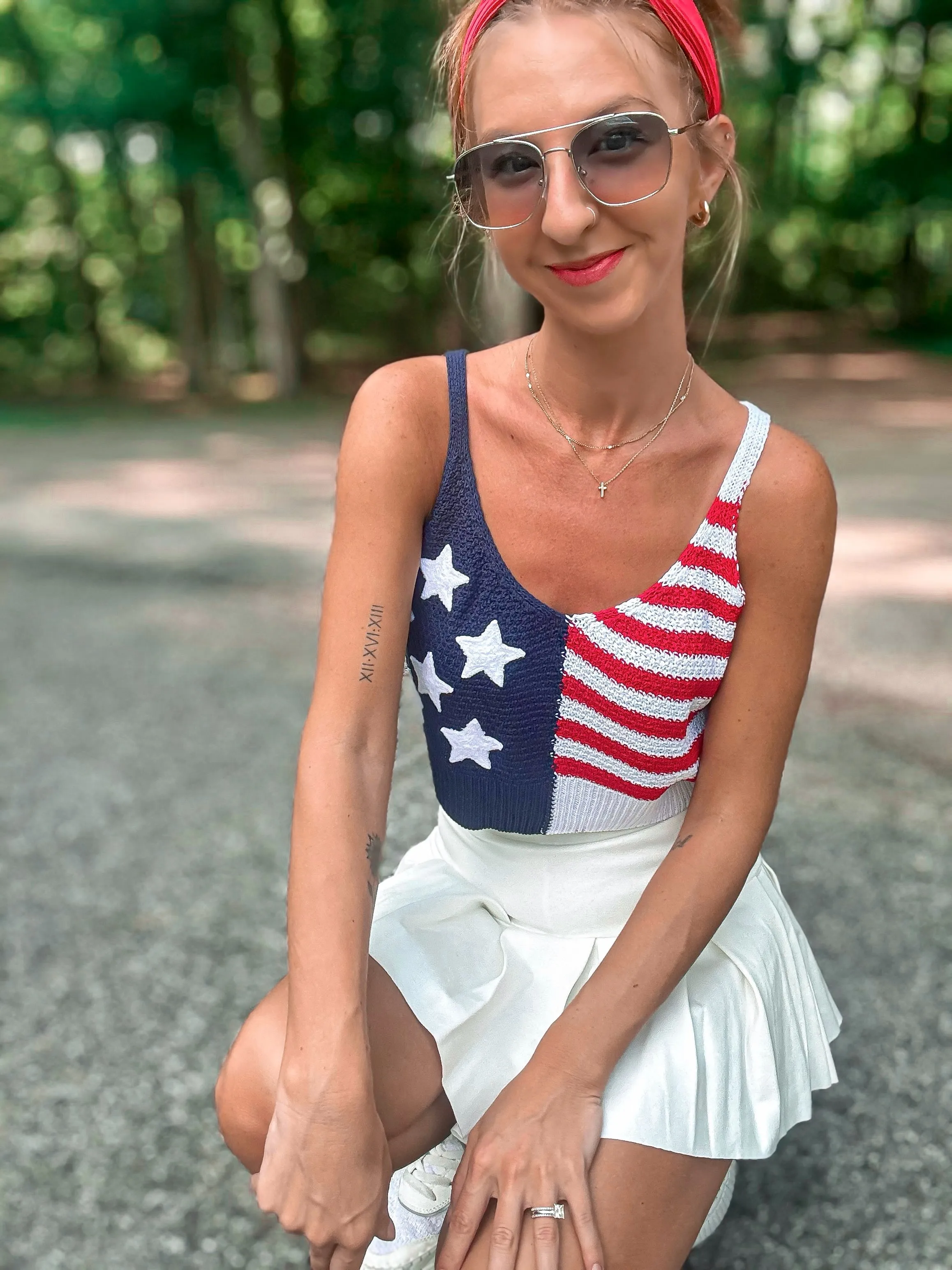 Proud To Be An American Knitted Crop Top