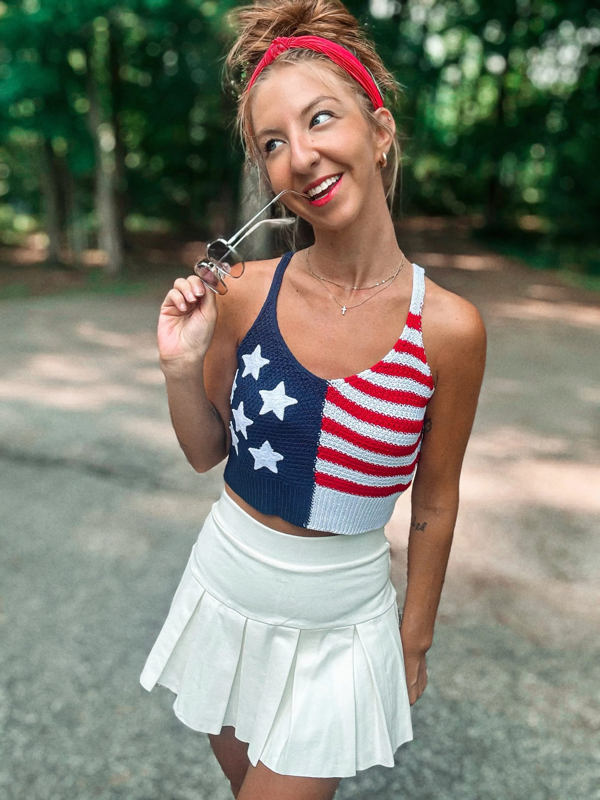 Proud To Be An American Knitted Crop Top