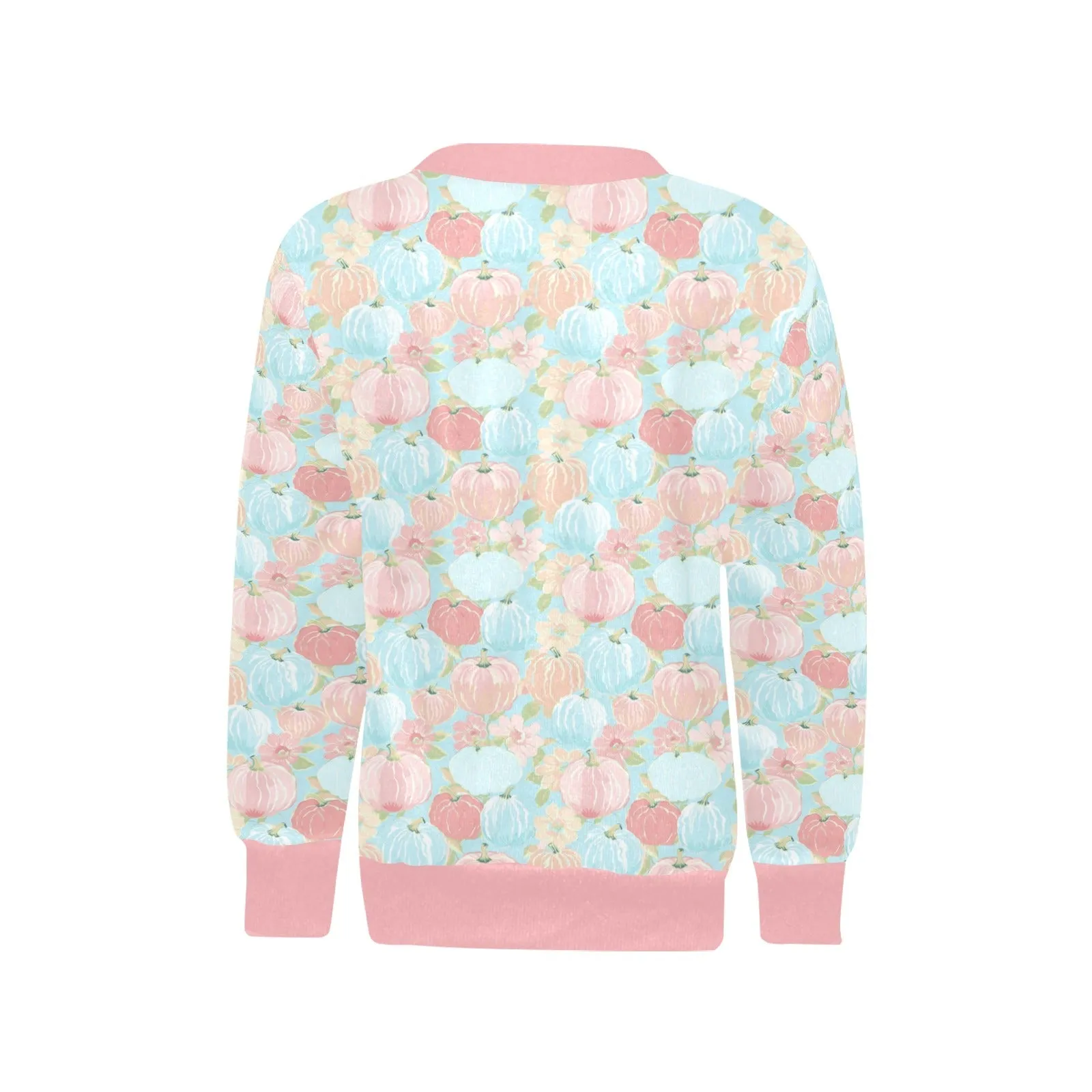 Pumpkin Patch Kids Crewneck Sweatshirt | Soft Pink and Blue All Over Print | Cozy Fall & Winter Wardrobe Essential