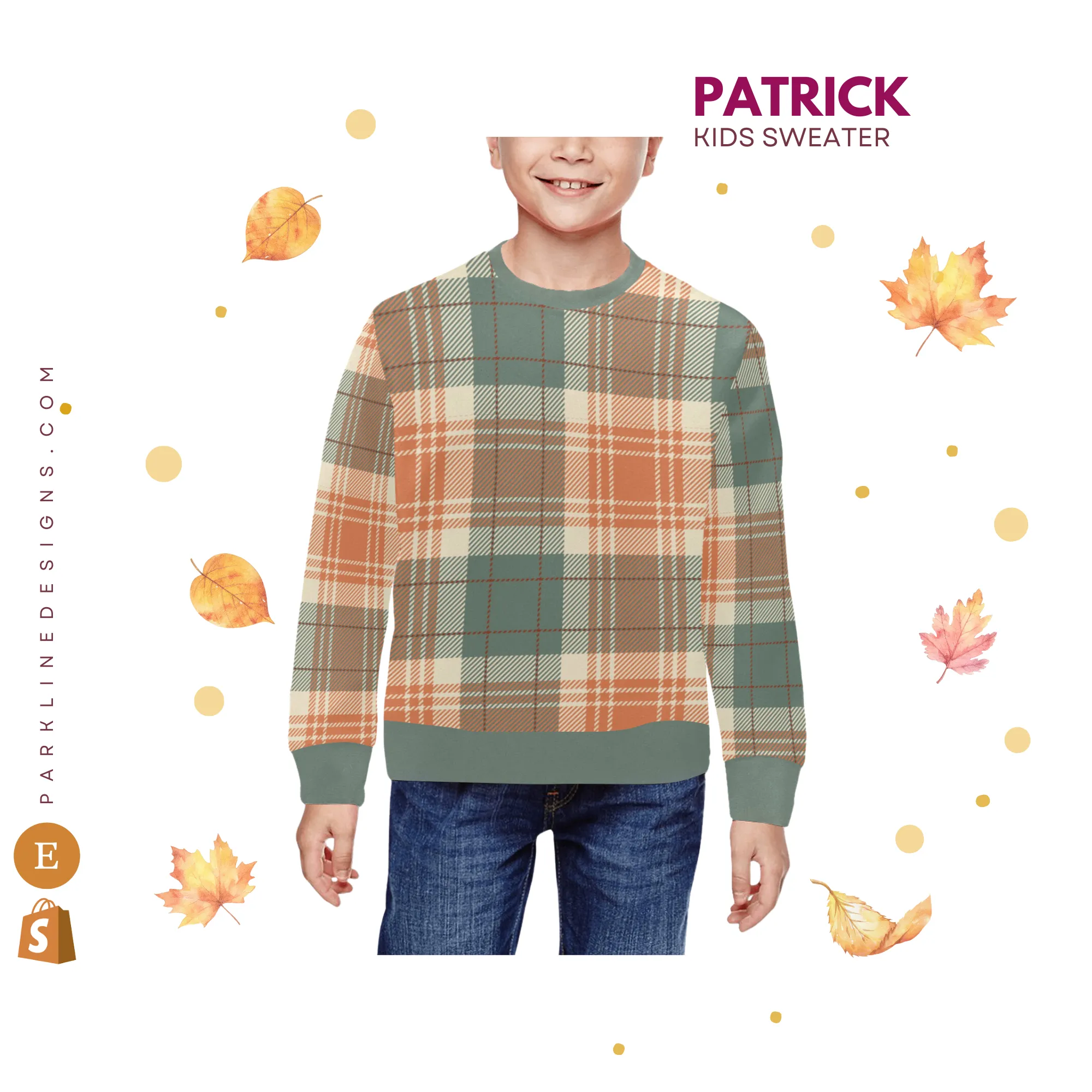 Pumpkin Patch Kids Crewneck Sweatshirt | Soft Pink and Blue All Over Print | Cozy Fall & Winter Wardrobe Essential