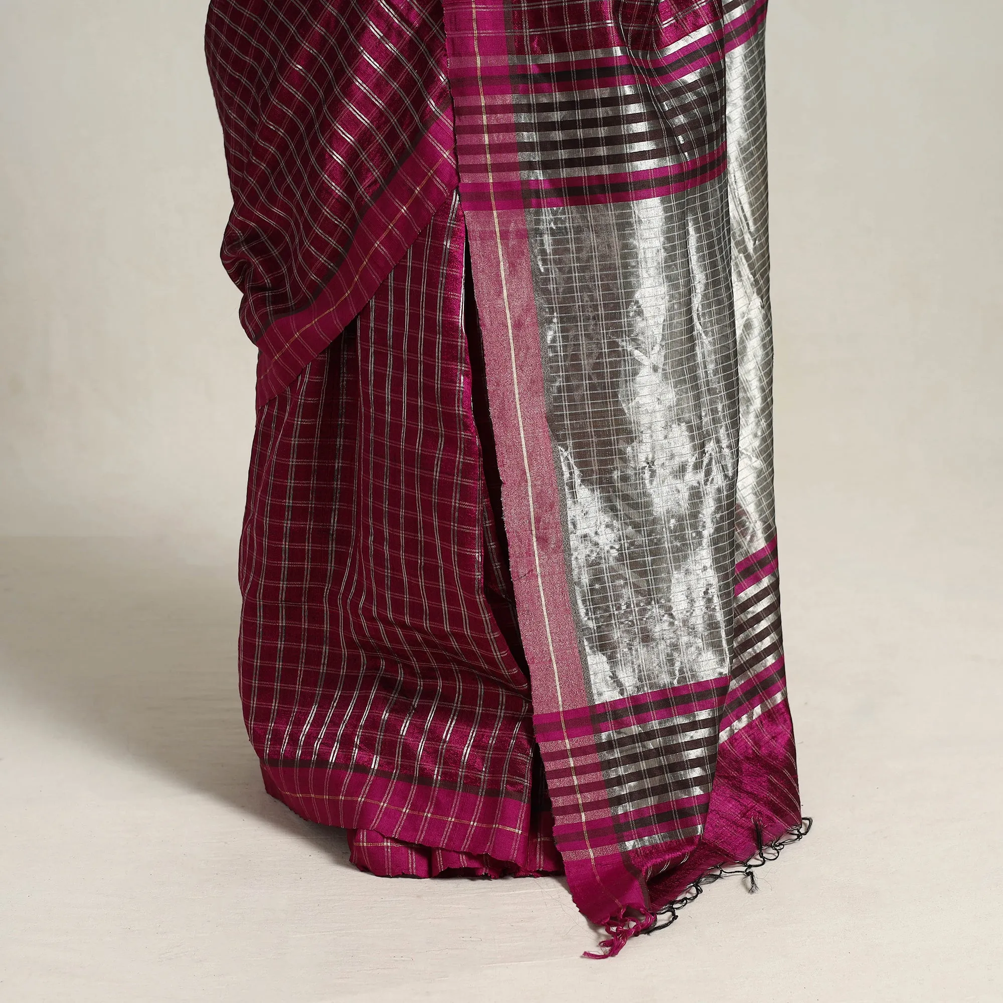 Purple - Festive Desi Tussar Silk Bhagalpuri Handloom Saree 13