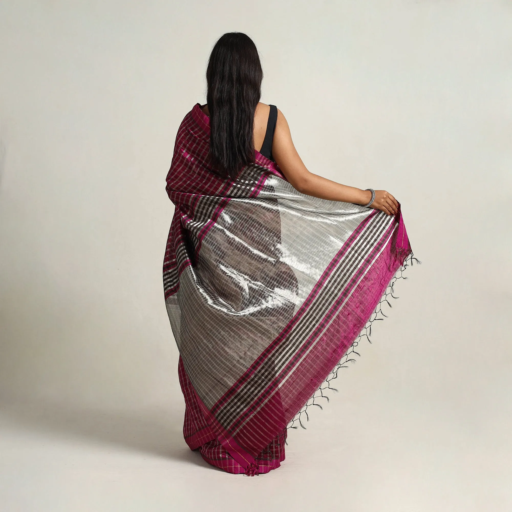 Purple - Festive Desi Tussar Silk Bhagalpuri Handloom Saree 13