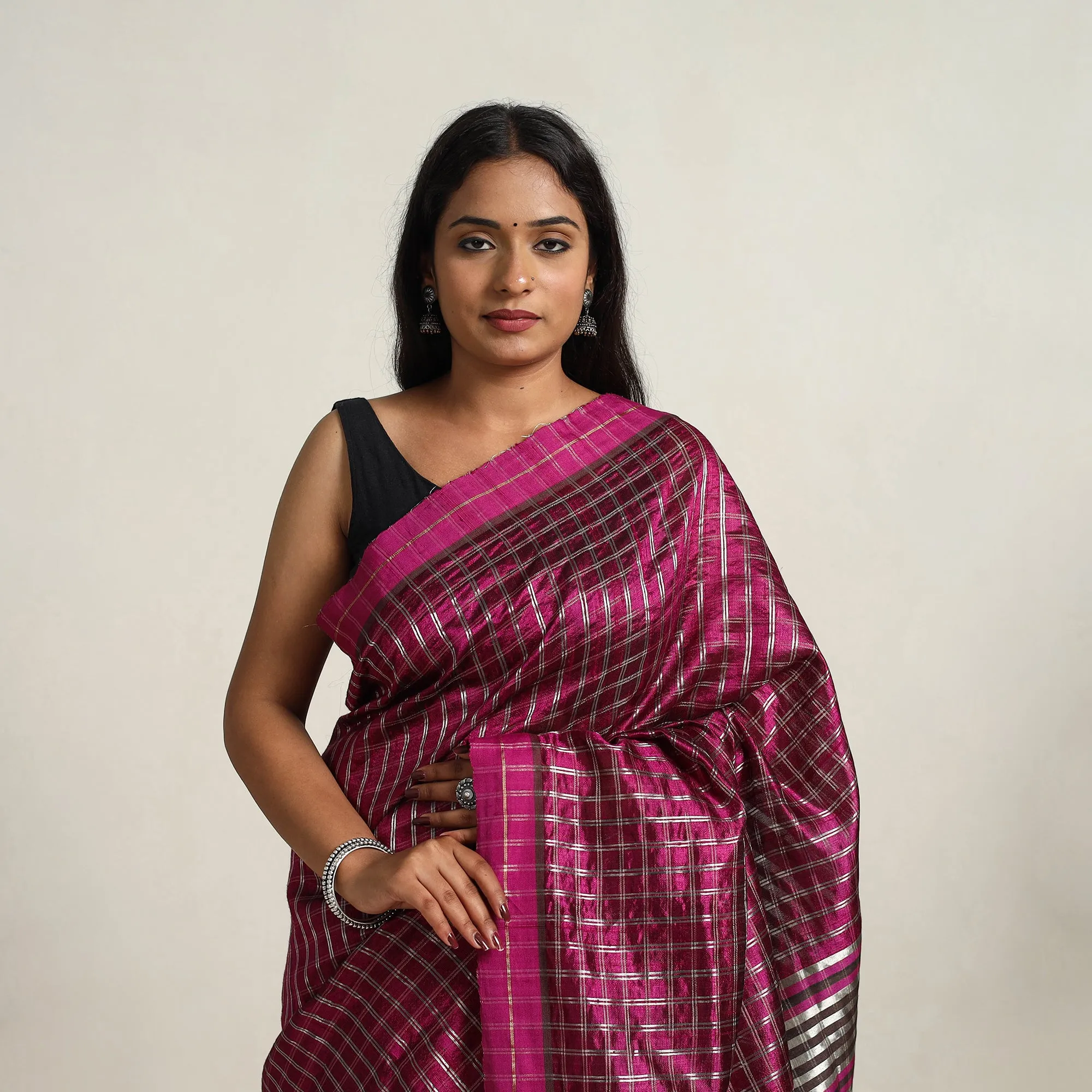Purple - Festive Desi Tussar Silk Bhagalpuri Handloom Saree 13