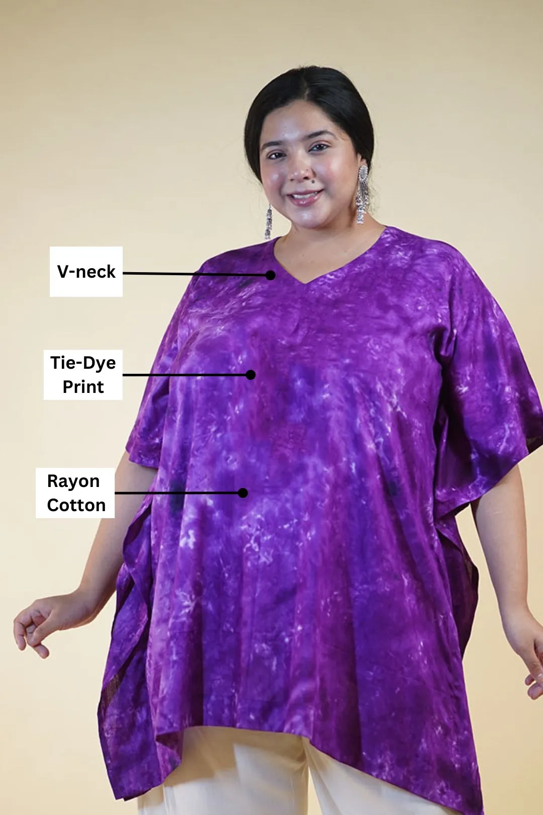 Purple Rayon TieDyeKurta - Amethyst