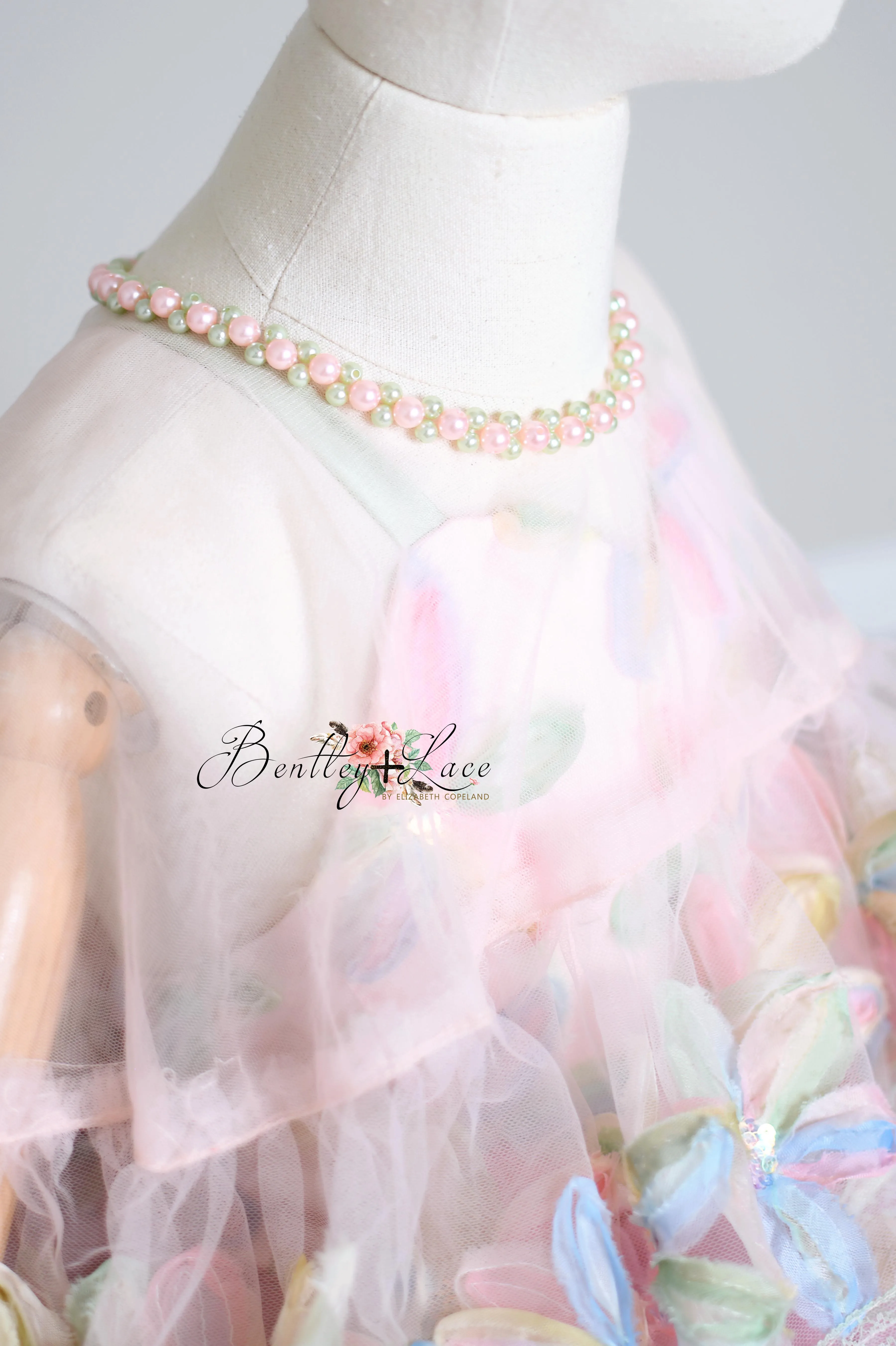 "Sun-kissed Petals" Couture Cascades Floor length gown -Cape included (6 Year - Petite 8 Year)