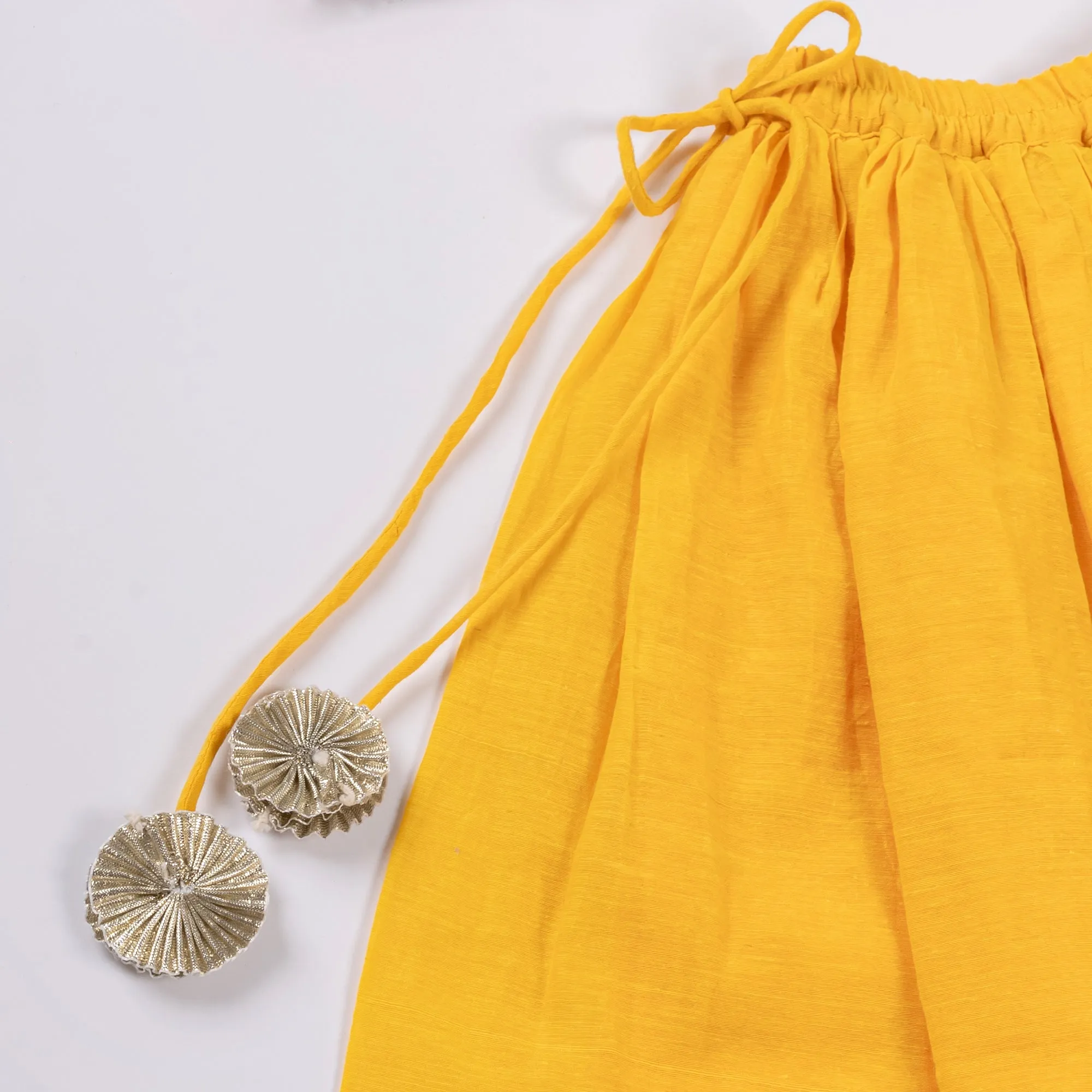 Rani Pink & Yellow Lehenga Set with Dupatta - Ethnic Wear