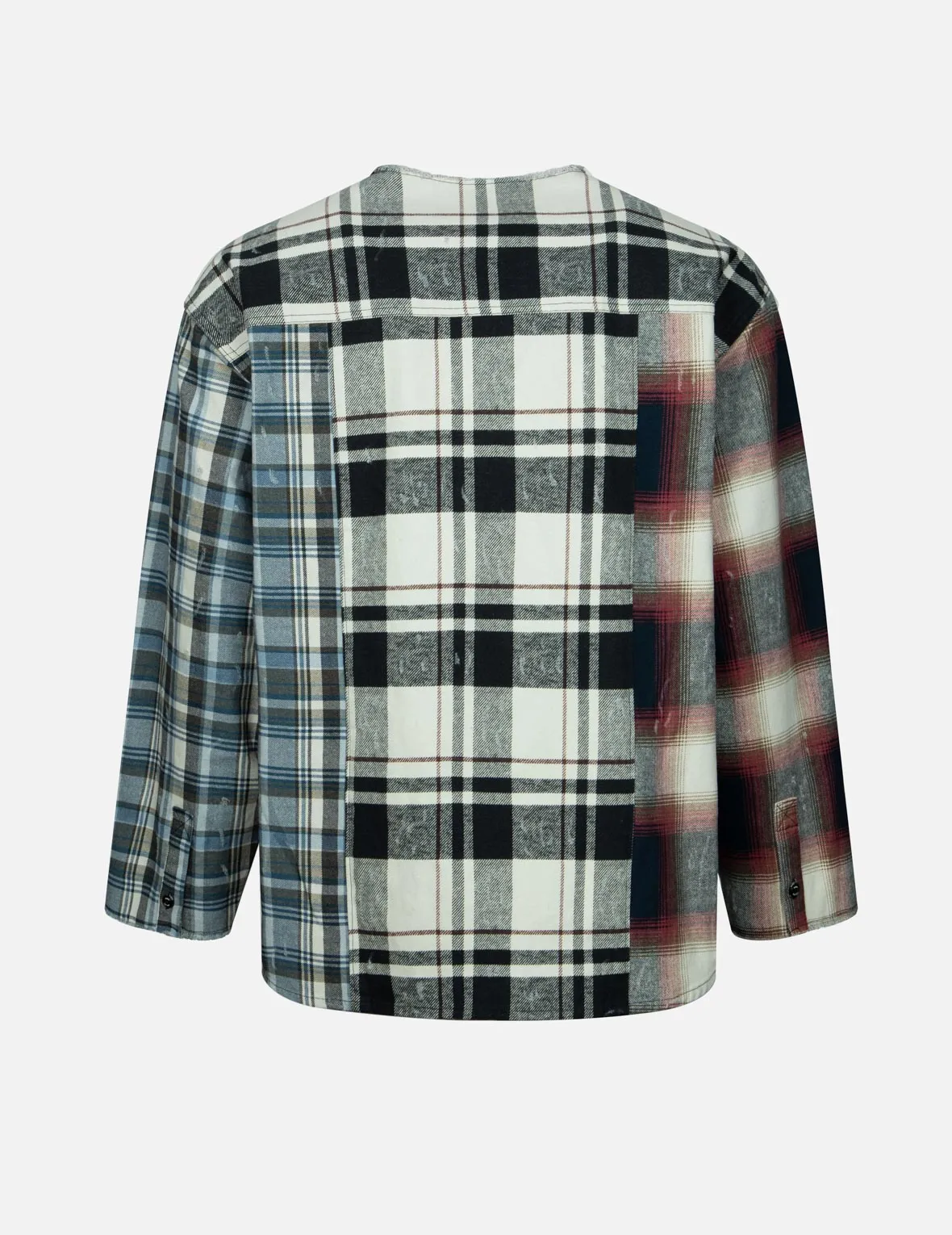 Raw Edge Patchwork Loose Fit Shirt