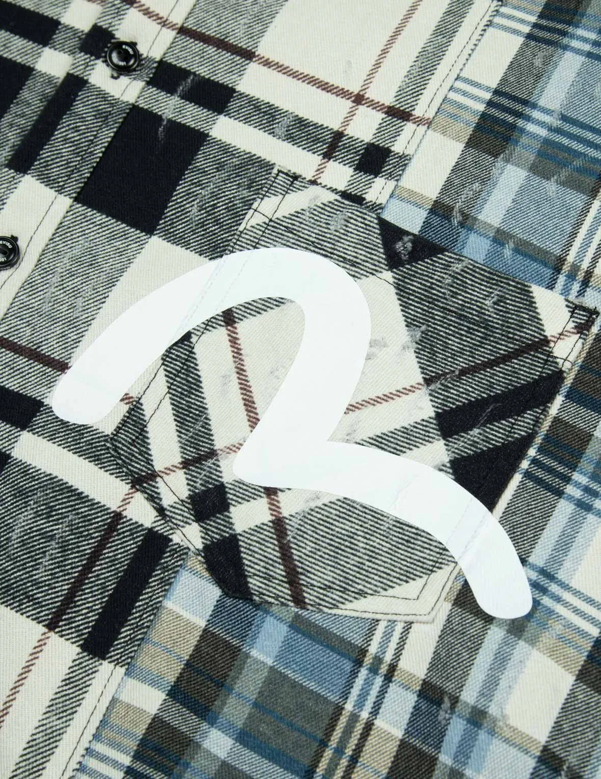 Raw Edge Patchwork Loose Fit Shirt