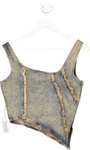 Reclaimed Vintage Blue wash Denim Asymmetric Top UK 10