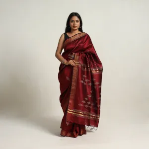 Red - Festive Desi Tussar Silk Bhagalpuri Handloom Saree 03