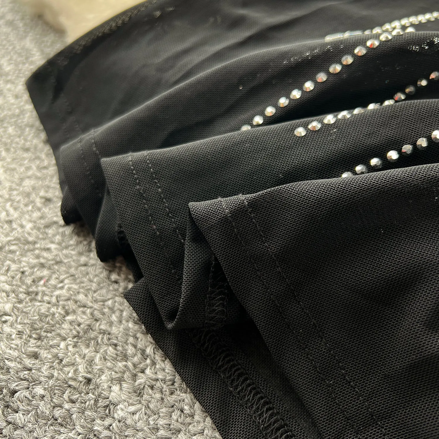 Rhinestone Studded Hollowed Slip Dress