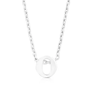 Rhodium Plated Finish Initial O Pendant