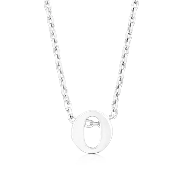 Rhodium Plated Finish Initial O Pendant