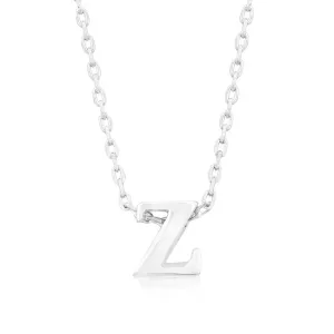 Rhodium Plated Finish Initial Z Pendant