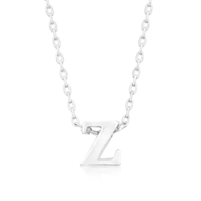 Rhodium Plated Finish Initial Z Pendant
