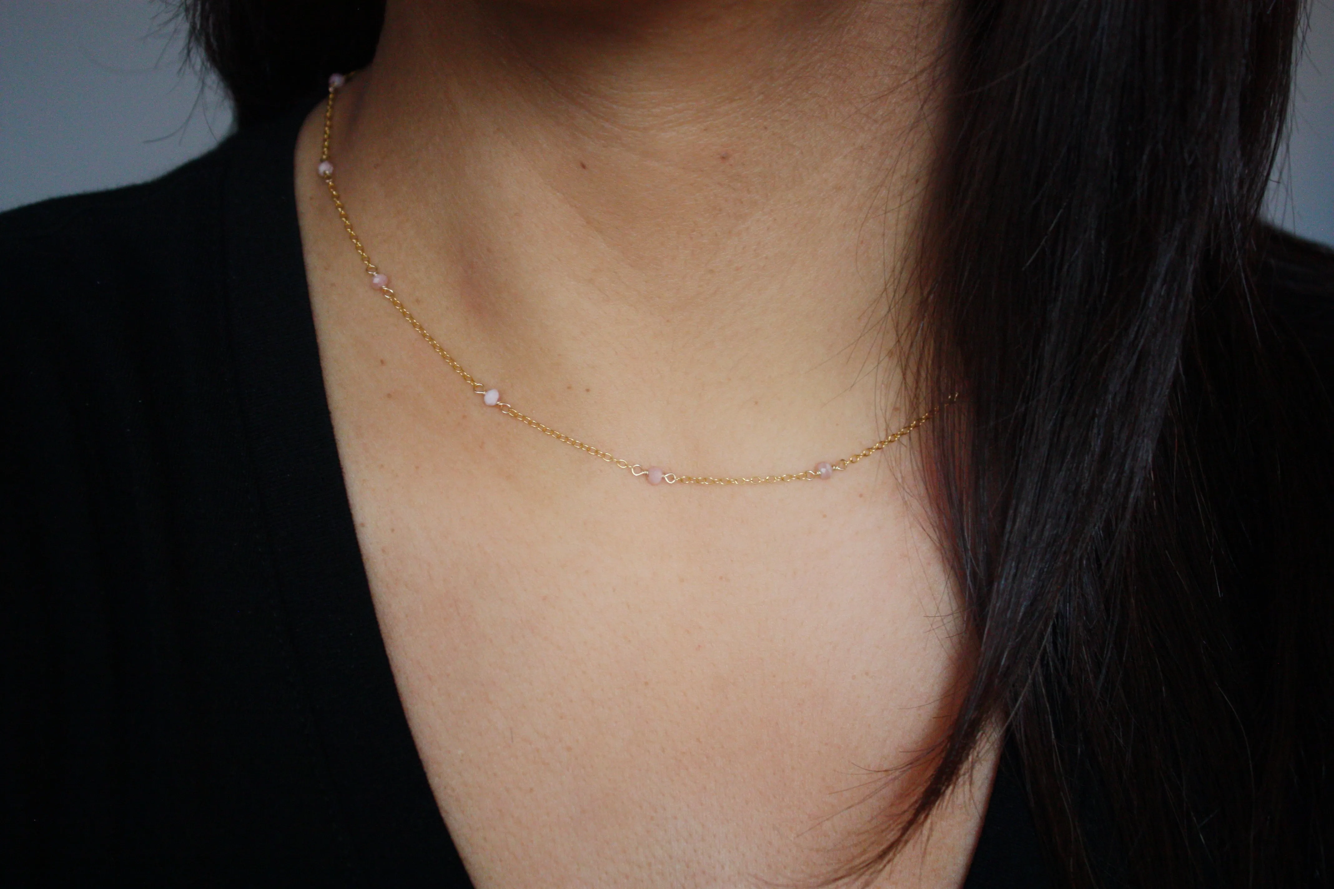 Rhodocrosite Wire Wrapped Layering Necklace