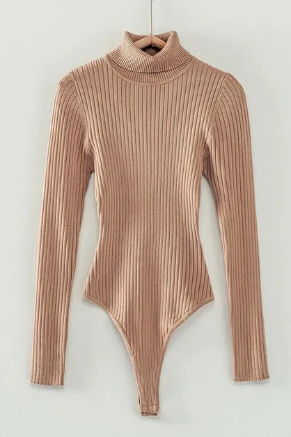 Rib Knit Turtle Neck Bodysuit