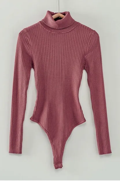 Rib Knit Turtle Neck Bodysuit