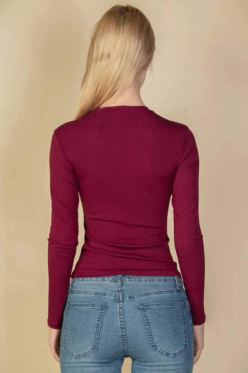 Ribbed Round Neck Long Sleeve Top (CAPELLA)