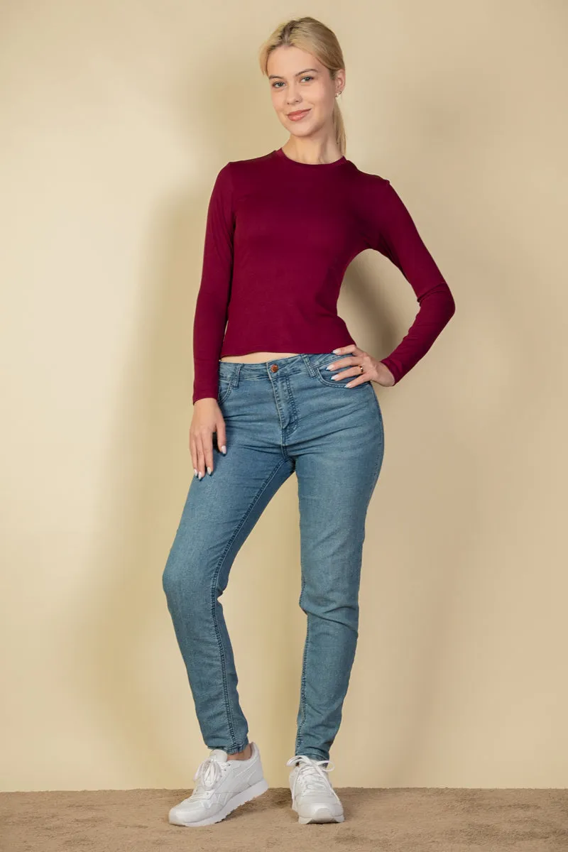 Ribbed Round Neck Long Sleeve Top (CAPELLA)