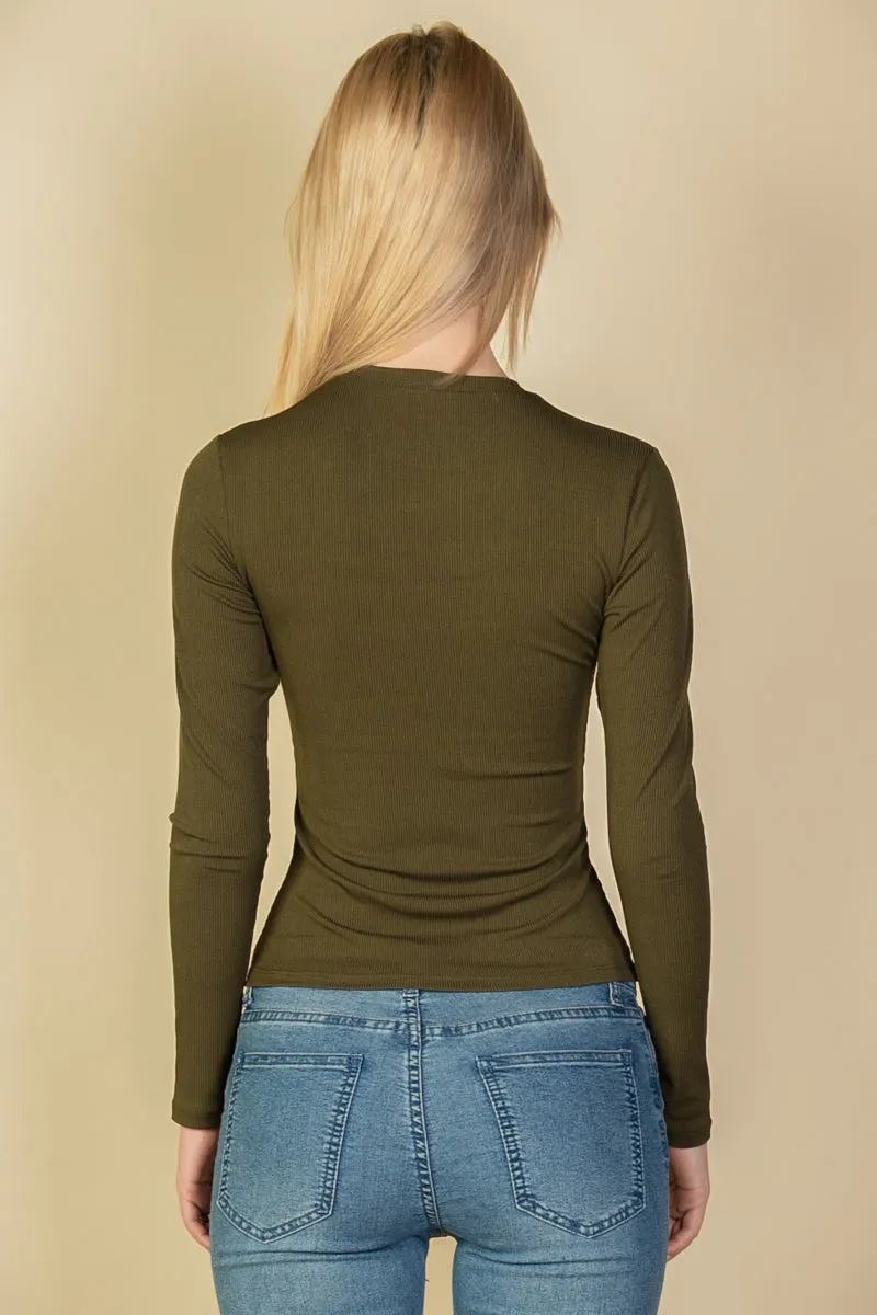Ribbed Round Neck Long Sleeve Top (CAPELLA)
