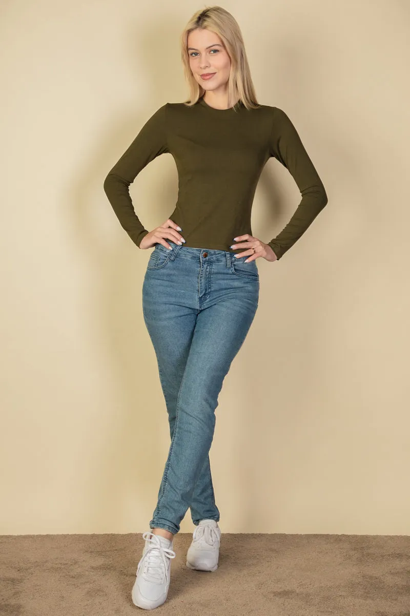 Ribbed Round Neck Long Sleeve Top (CAPELLA)
