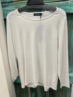 Round Neck Top in White by Creations