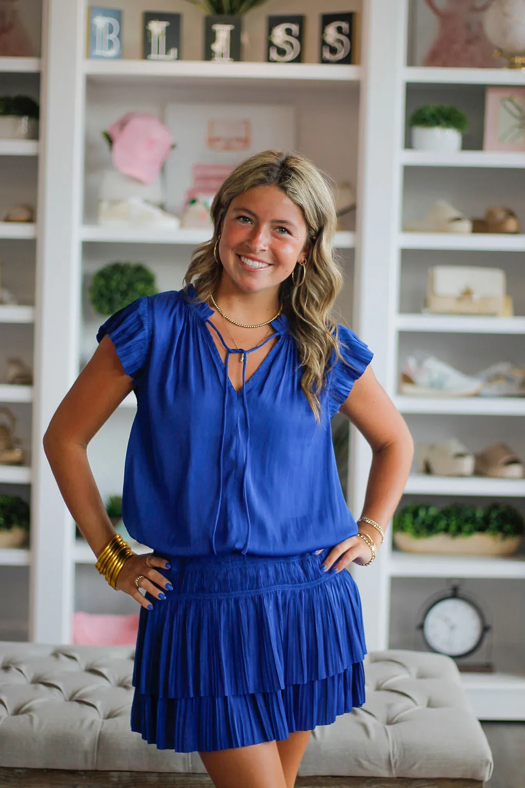 Royal Blue Cinch Waist Dress