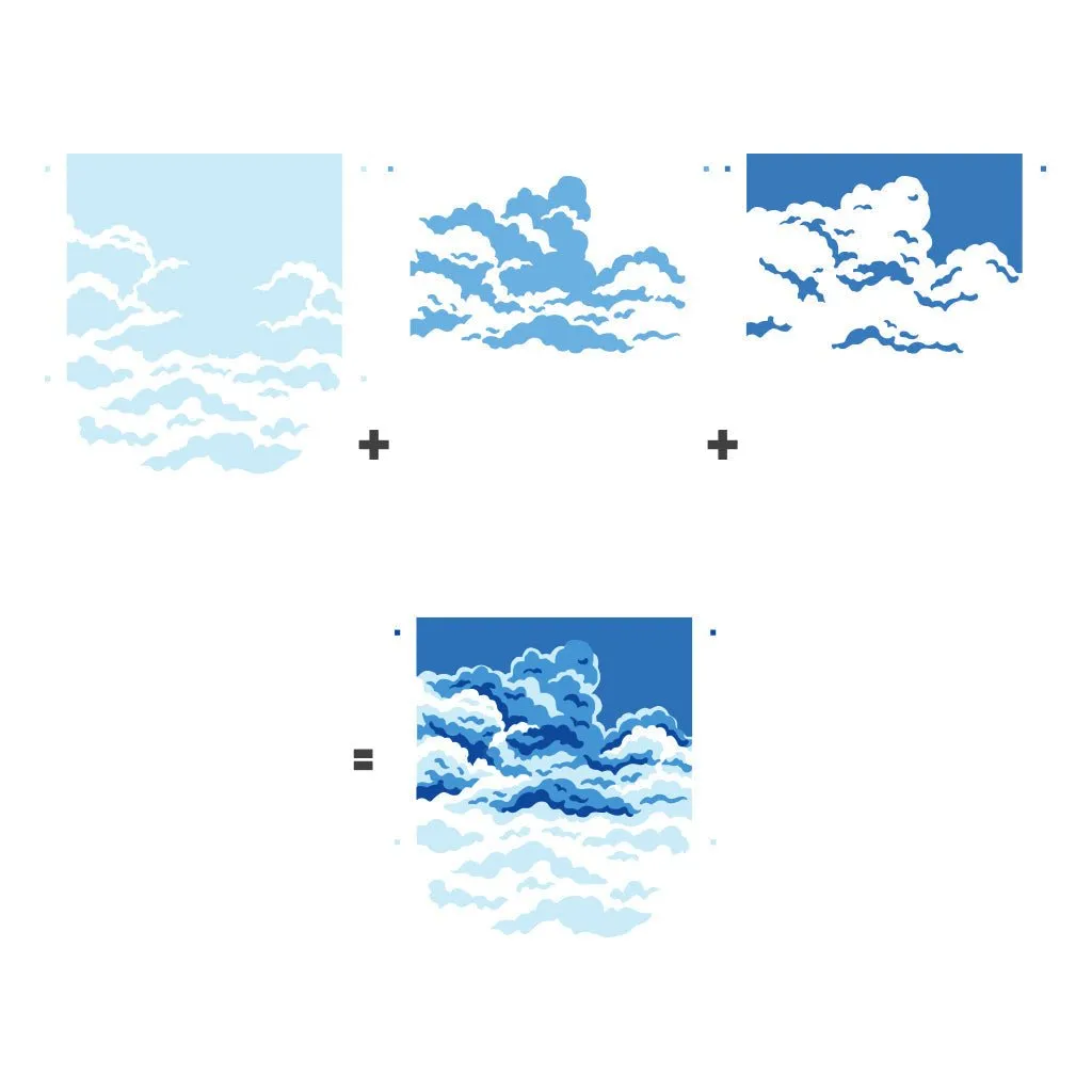 SA241 Color Layering Clouds Stencils