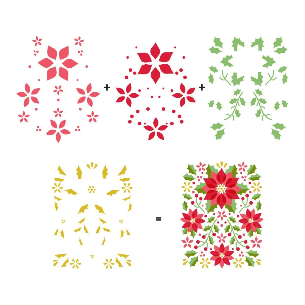 SA284 Color Layering Poinsettia Pattern Stencils
