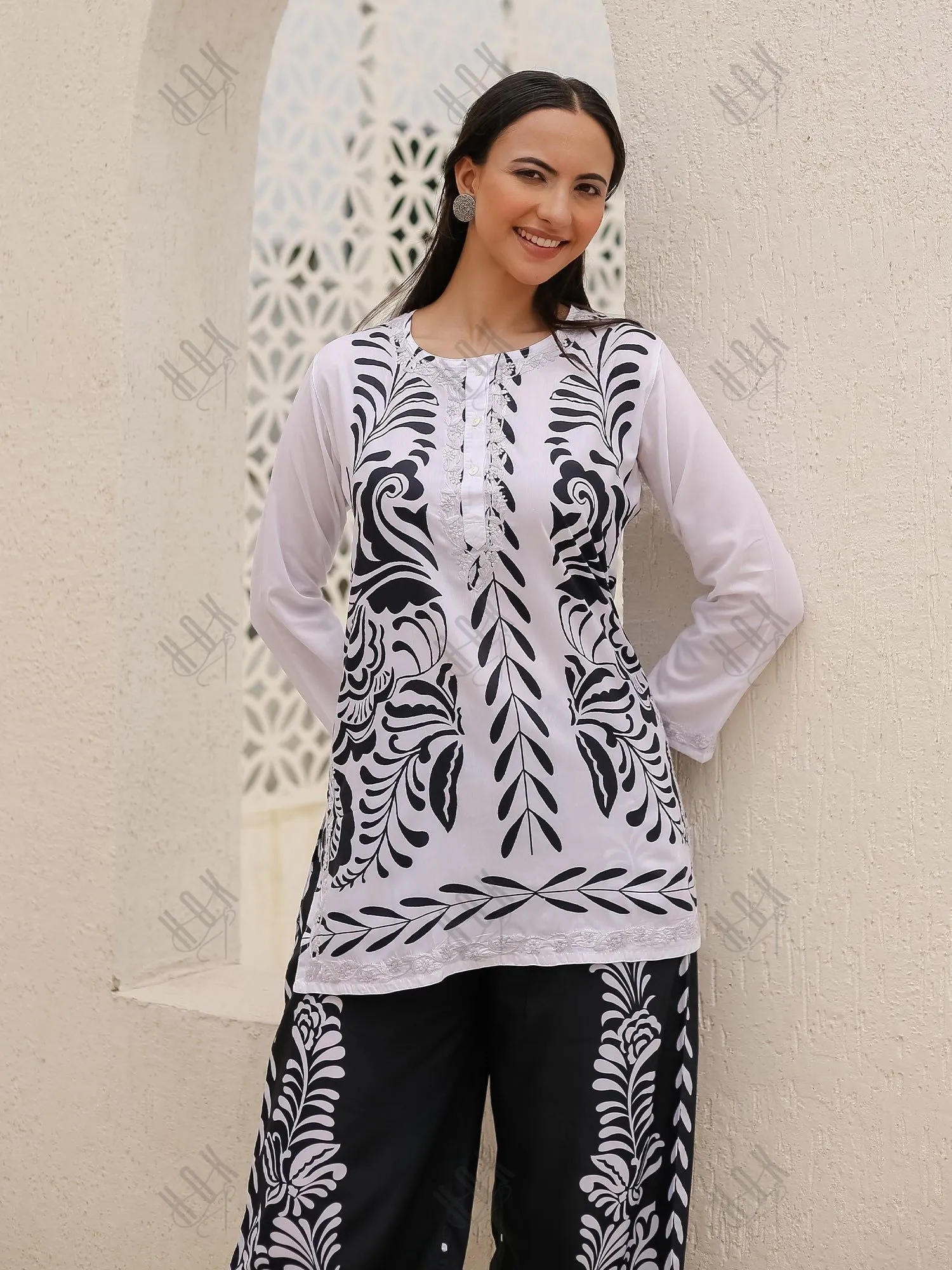 Saba Chikankari Cord Set in Muslin Set - Black