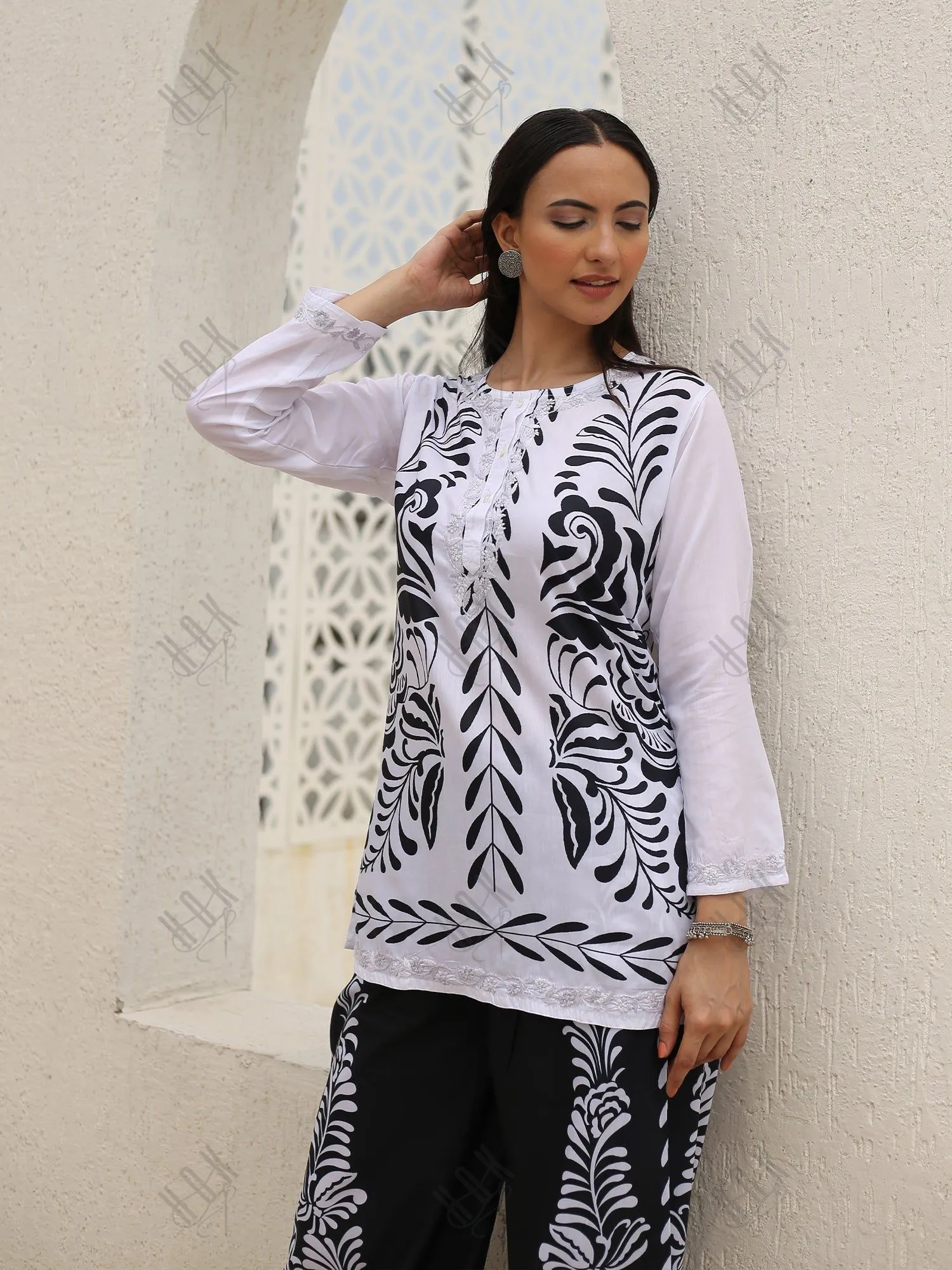 Saba Chikankari Cord Set in Muslin Set - Black