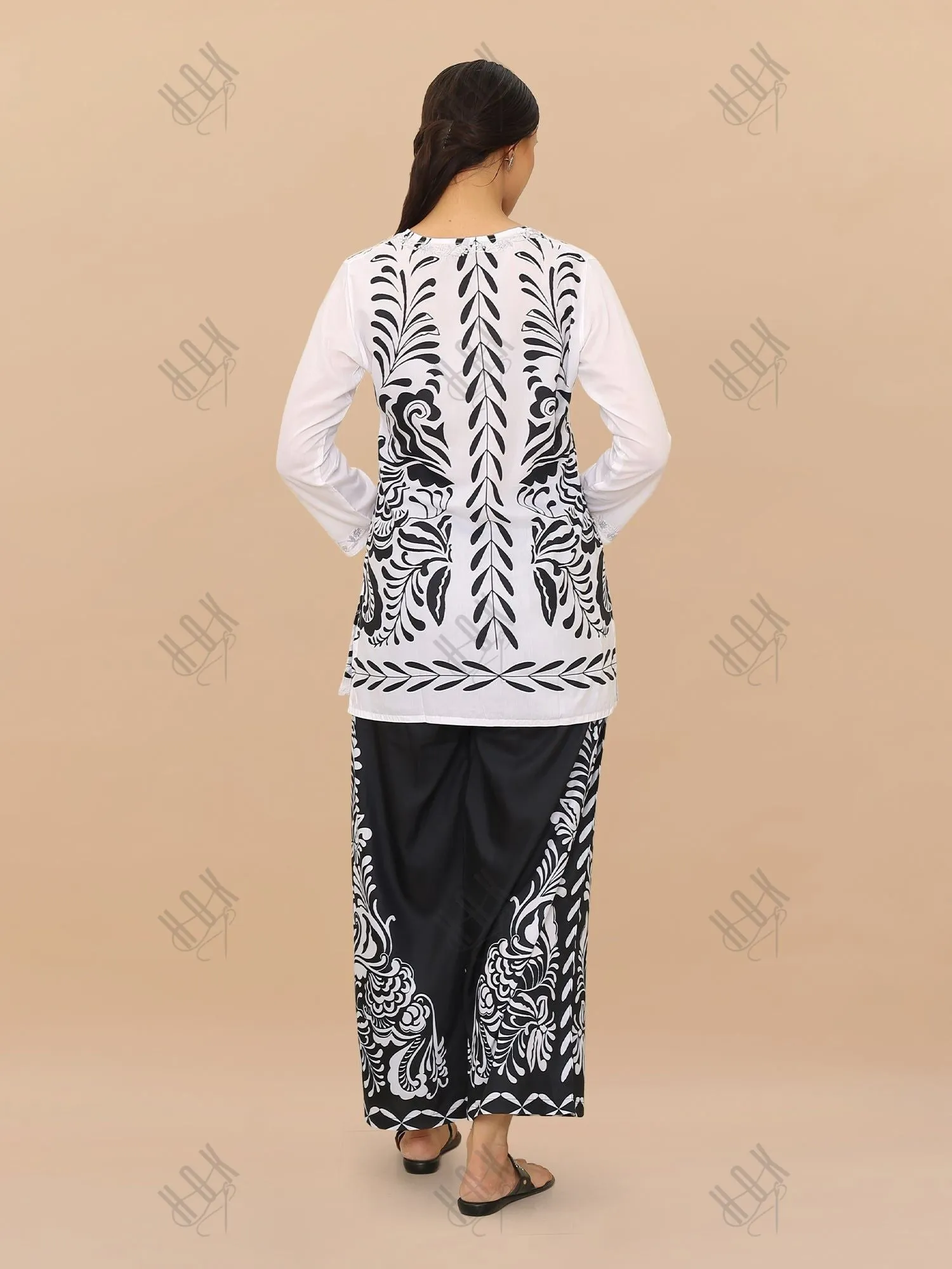 Saba Chikankari Cord Set in Muslin Set - Black