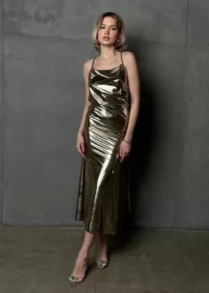 Sabina Metallic Slip Dress
