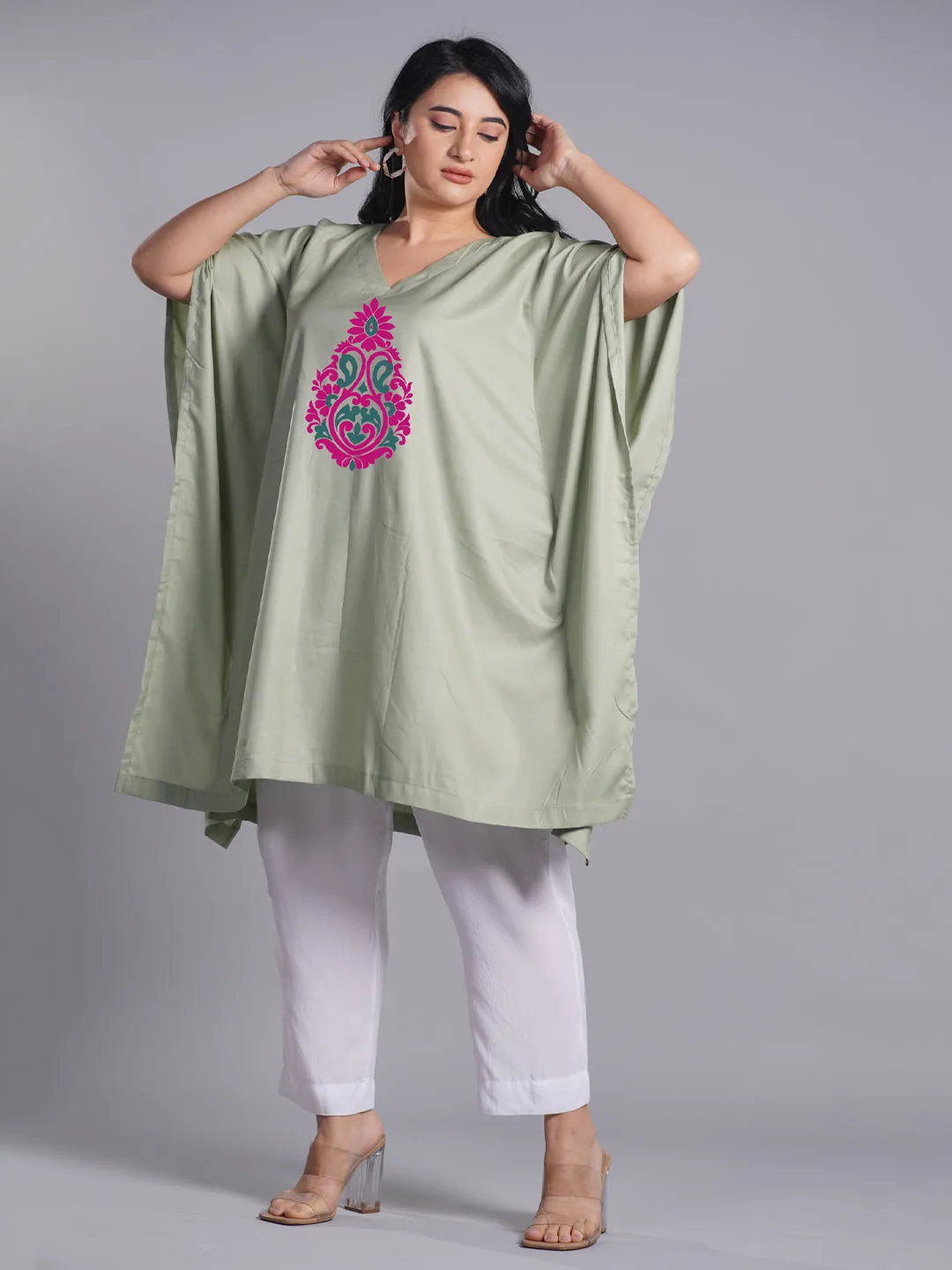 SageGreen Rayon KaftanKurta - Viridescent