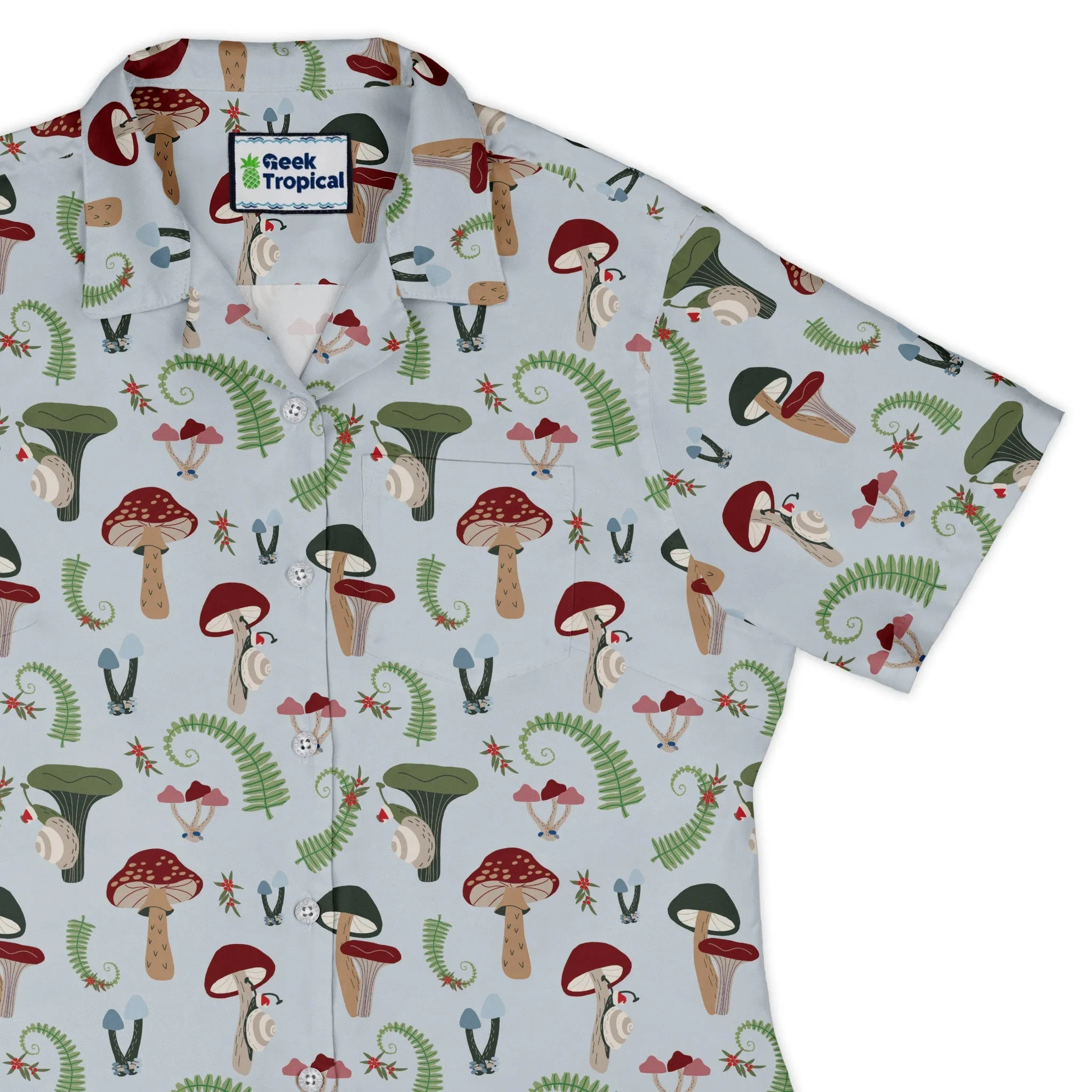 Santa Snails and winter mushrooms Curvy Button Up Shirt