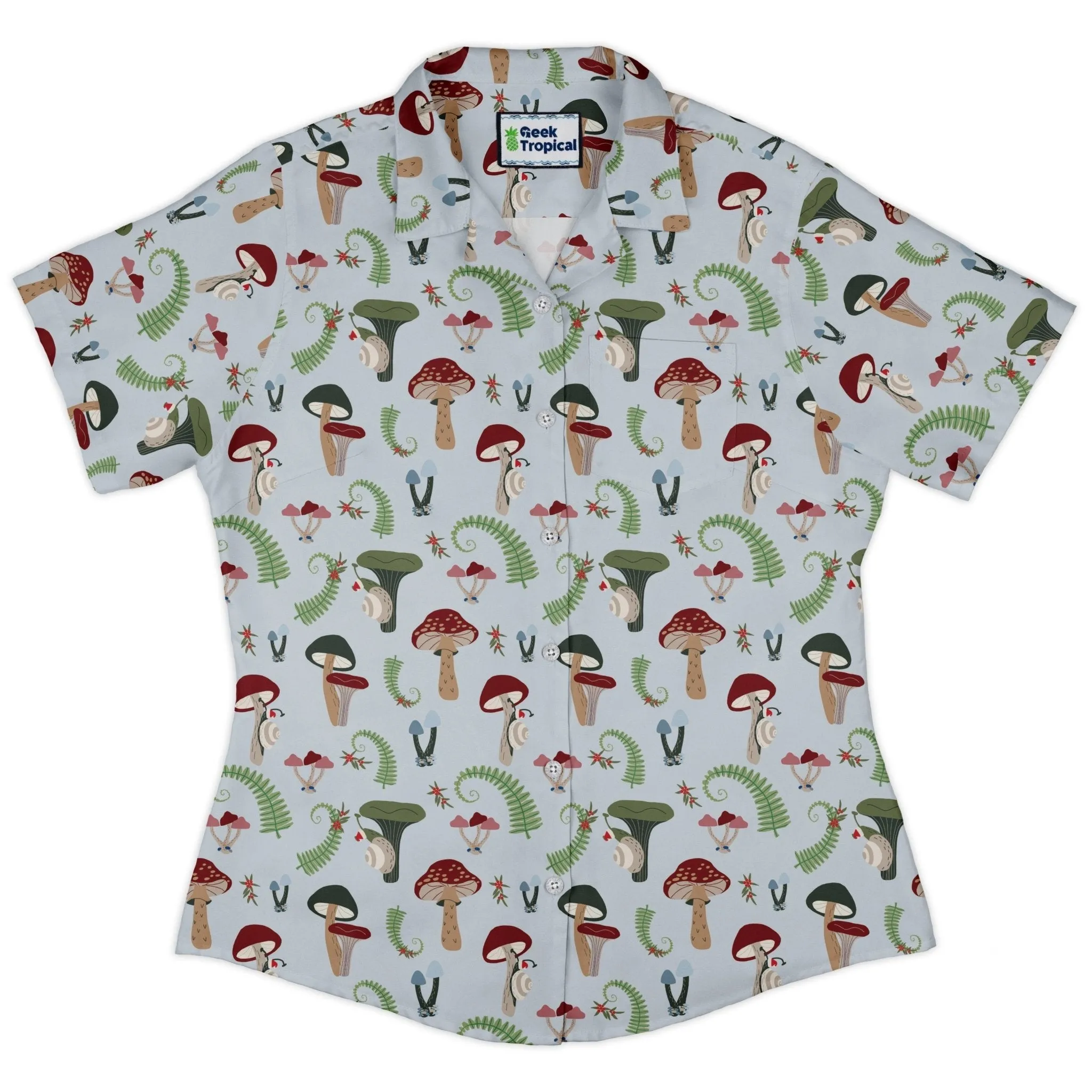 Santa Snails and winter mushrooms Curvy Button Up Shirt