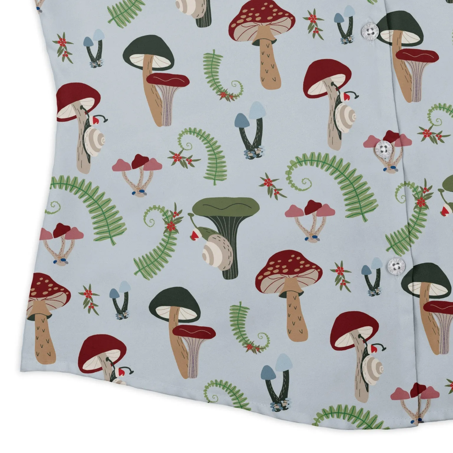 Santa Snails and winter mushrooms Curvy Button Up Shirt