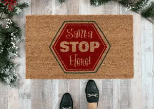 Santa Stop Here Christmas Doormat