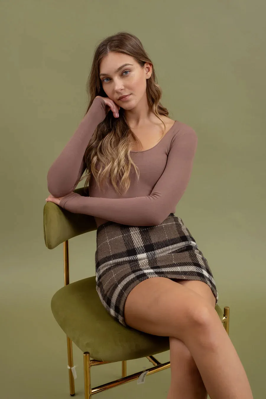 Seamless Scoop Long Sleeve Knit Body Suit
