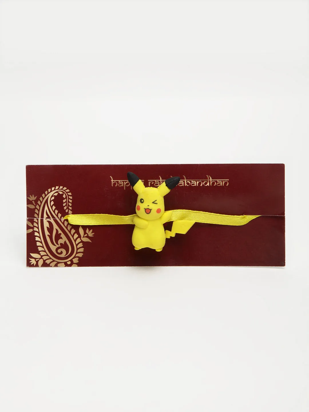 Set Of 2 Pikachu & Printed Fashion Rakhi With Roli Chawal