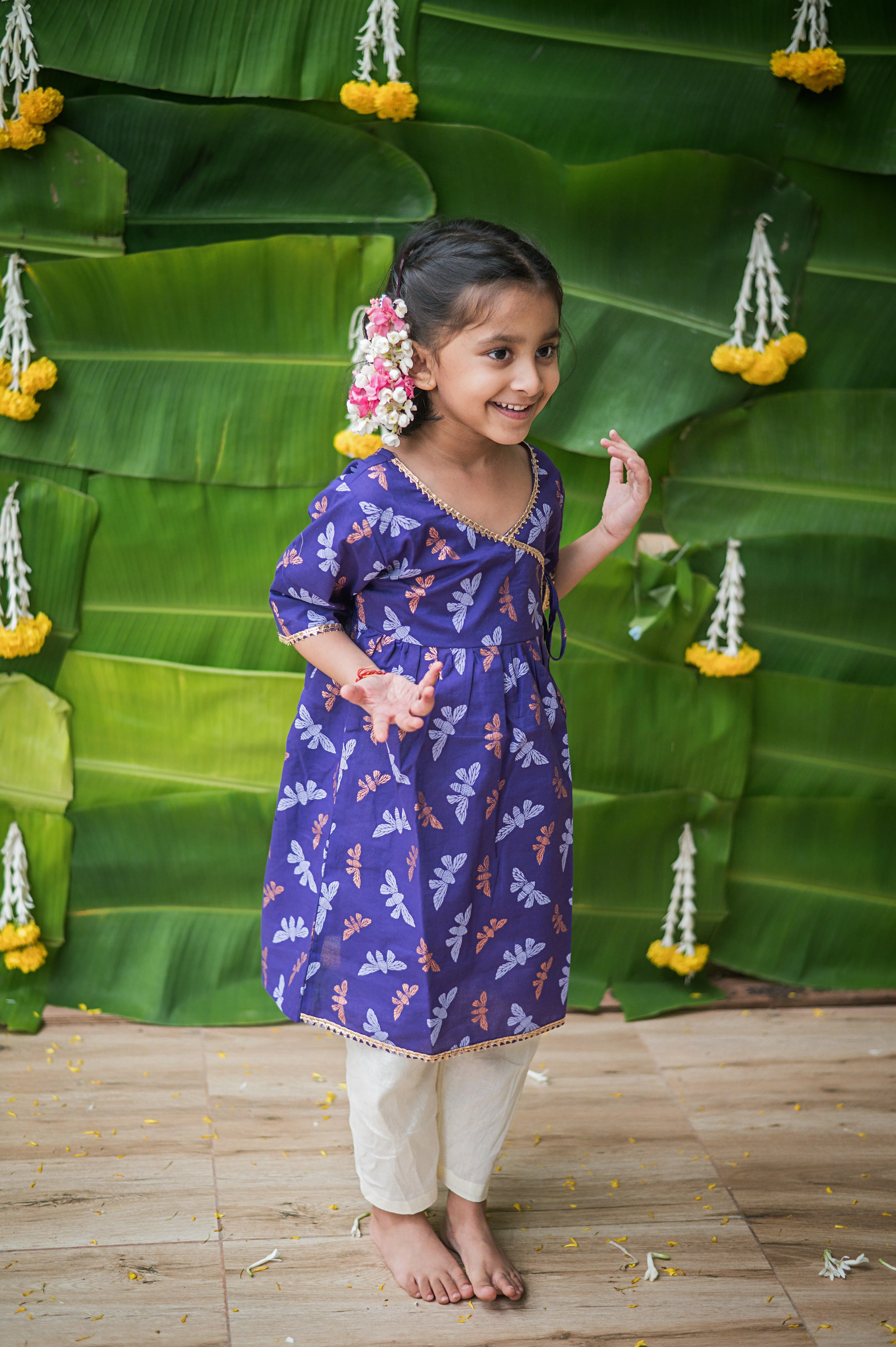 Shimmering Butterfly Girls Ethnic Wear