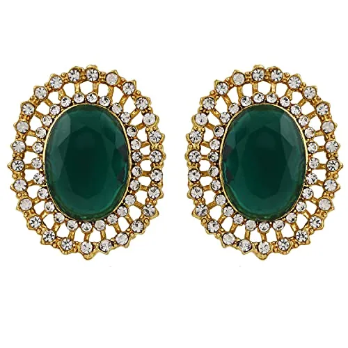 Shining Diva Fashion Latest Stylish Fancy Choker Traditional Pearl Necklace Jewellery Set for Women (12550s), Green, One