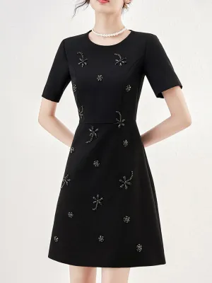 Short Sleeve Spliced Diamonds Dress