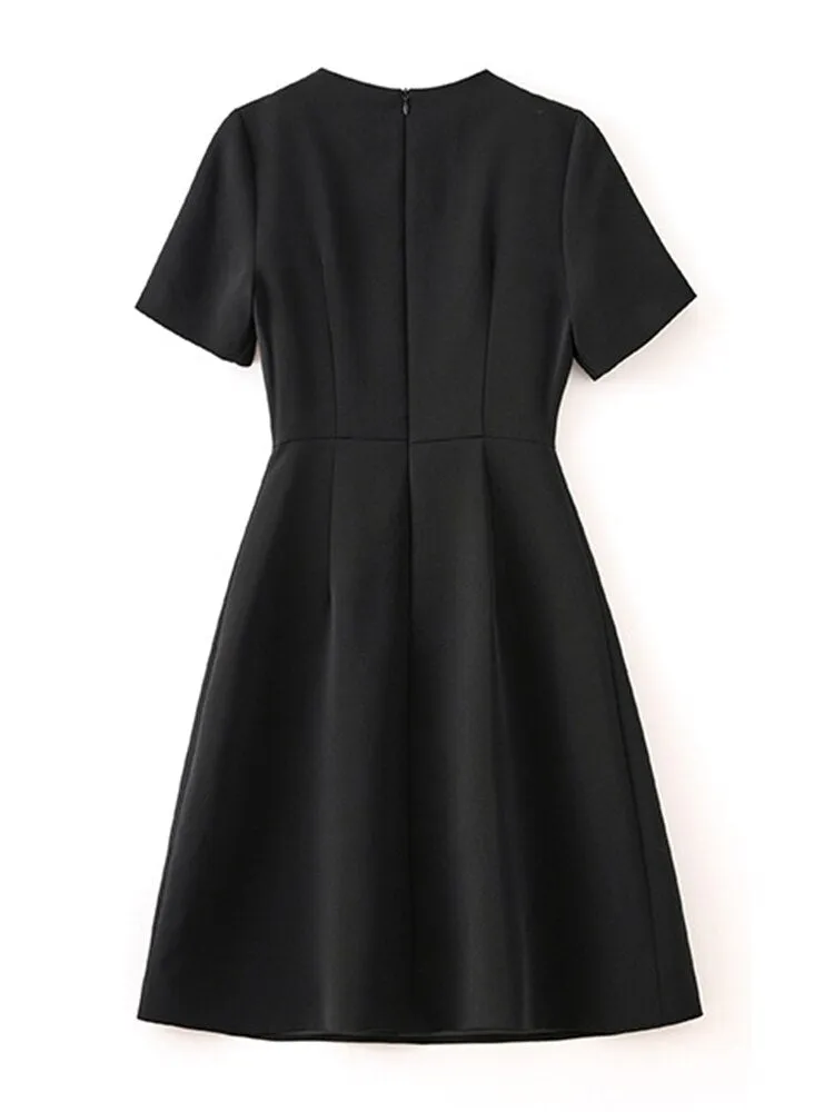 Short Sleeve Spliced Diamonds Dress